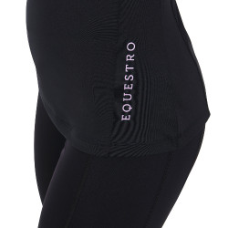Base layer ajusté manches courtes femme en tissu technique Equestro Noir / lila Base layer ajusté manches courtes femme en tissu technique Equestro Noir / lila