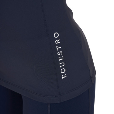 Base layer ajusté manches courtes femme en tissu technique Equestro Marine blazer / blanc Bleu marine