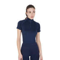 Base layer ajusté manches courtes femme en tissu technique Equestro Noir / noir