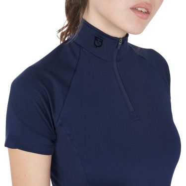 Base layer ajusté manches courtes femme en tissu technique Equestro Marine blazer / noir Bleu marine Base layer ajusté manches courtes femme en tissu technique Equestro Marine blazer / noir Bleu marine