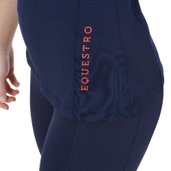 Base layer ajusté manches courtes femme en tissu technique Equestro Marine / rouge Bleu