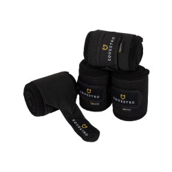 Bandes de travail en polaire et élastique respirantes par 4 Equestro Noir Bandes de travail en polaire et élastique respirantes par 4 Equestro Noir