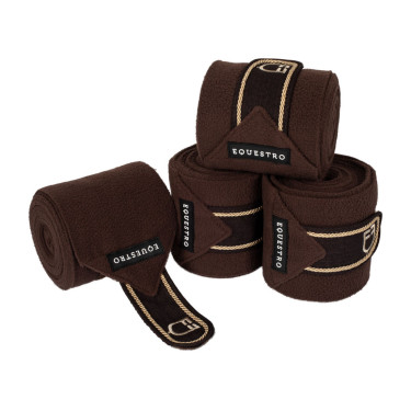Bandes de polo poney avec logo brodé Diamond par 4 Equestro Marron