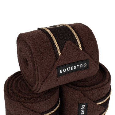 Bandes de polo poney avec logo brodé Diamond par 4 Equestro Marron
