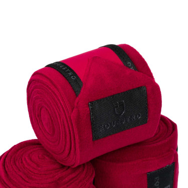 Bandes de polo par 4 Equestro Vin / noir Rouge