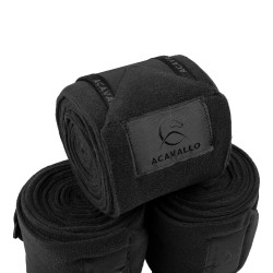Bandes de polo anti-boulochage avec fermeture velcro Acavallo par 4 Noir / noir