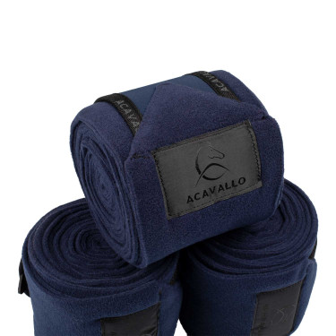 Bandes de polo anti-boulochage avec fermeture velcro Acavallo par 4 Bleu profond / noir Bleu marine