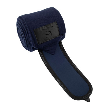 Bandes de polo anti-boulochage avec fermeture velcro Acavallo par 4 Bleu profond / noir Bleu marine