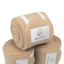 Bandes de polo anti-boulochage avec fermeture velcro Acavallo par 4 Sable / blanc Beige