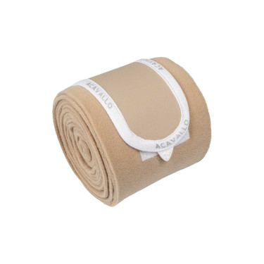 Bandes de polo anti-boulochage avec fermeture velcro Acavallo par 4 Sable / blanc Beige