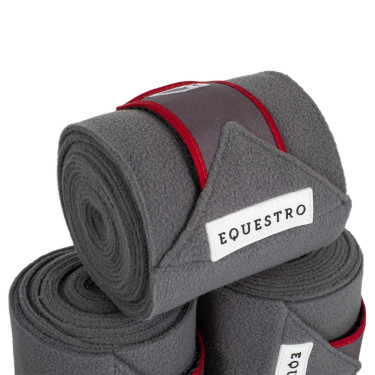 Bandes de polo fermeture velcro Trim par 4 Equestro Gris / rouge