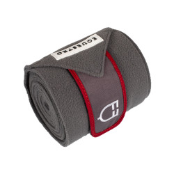 Bandes de polo fermeture velcro Trim par 4 Equestro Gris / rouge