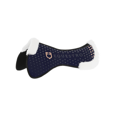Amortisseur en laine écologique respirant avec grip Equestro Marine Bleu marine