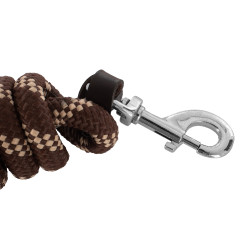 Longe Acavallo Nylon Tréssé avec Embout en Cuir Marron foncé
