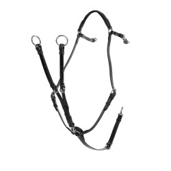 Collier de chasse martingale Acavallo en cuir 3 points