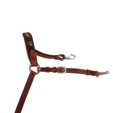 Collier de chasse martingale Acavallo en cuir 3 points Cognac Marron