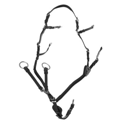 Collier de chasse martingale Acavallo en cuir 5 points Noir