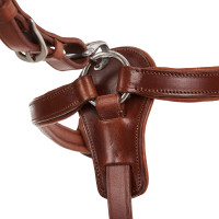 Collier de chasse martingale Acavallo en cuir 5 points Cognac Marron