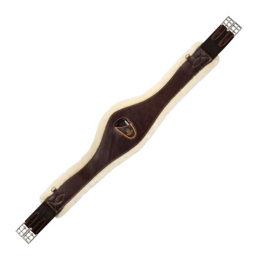 Sangle obstacle en cuir avec laine synthétique amovible Acavallo Marron foncé