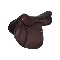 Selle de saut Roma avec arçon en bois et cuir double Acavallo Marron foncé