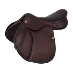 Selle de saut Roma avec arçon en bois et cuir double Acavallo Marron foncé Selle de saut Roma avec arçon en bois et cuir double Acavallo Marron foncé