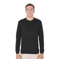 Sweat d'hiver homme avec col rond en coton Equestro Noir