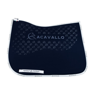 Tapis de dressage en lycra avec grip en gel et dessous en fibre de bambou Acavallo Bleu deep / blanc