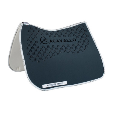 Tapis de dressage en lycra avec grip en gel et dessous en fibre de bambou Acavallo Fumée dorée / blanc Gris