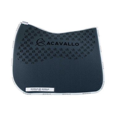 Tapis de dressage en lycra avec grip en gel et dessous en fibre de bambou Acavallo Fumée dorée / blanc Gris