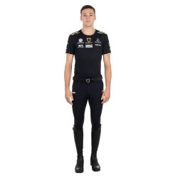 T-shirt d'entraînement GP homme en tissu technique avec multi-logo Equestro Noir T-shirt d'entraînement GP homme en tissu technique avec multi-logo Equestro Noir