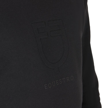 Sweat d'hiver homme avec col rond en coton Equestro Noir