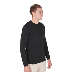 Sweat d'hiver homme avec col rond en coton Equestro Noir
