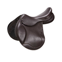 Selle obstacle en cuir double Meredith Equestro Marron foncé