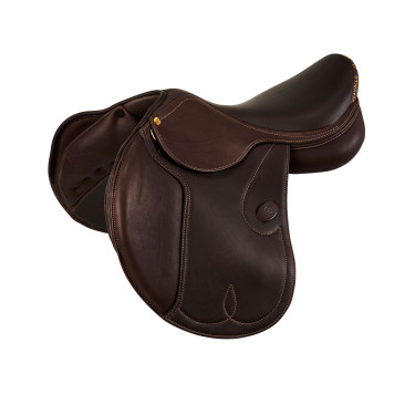 Selle obstacle Botticelli avec panneaux en laine Acavallo Marron foncé