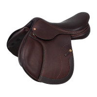 Selle de saut Roma avec arçon en bois et cuir double Acavallo Marron foncé Selle de saut Roma avec arçon en bois et cuir double Acavallo Marron foncé