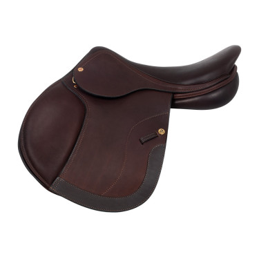 Selle de saut Roma avec arçon en bois et cuir double Acavallo Marron foncé Selle de saut Roma avec arçon en bois et cuir double Acavallo Marron foncé