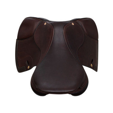 Selle de saut Roma avec arçon en bois et cuir double Acavallo Marron foncé Selle de saut Roma avec arçon en bois et cuir double Acavallo Marron foncé