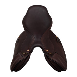 Selle de saut Roma avec arçon en bois et cuir double Acavallo Marron foncé Selle de saut Roma avec arçon en bois et cuir double Acavallo Marron foncé