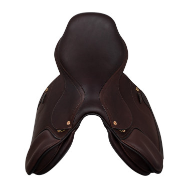 Selle de saut Roma avec arçon en bois et cuir double Acavallo Marron foncé Selle de saut Roma avec arçon en bois et cuir double Acavallo Marron foncé