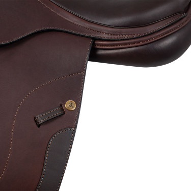 Selle de saut Roma avec arçon en bois et cuir double Acavallo Marron foncé Selle de saut Roma avec arçon en bois et cuir double Acavallo Marron foncé