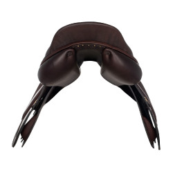 Selle de saut Roma avec arçon en bois et cuir double Acavallo Marron foncé Selle de saut Roma avec arçon en bois et cuir double Acavallo Marron foncé