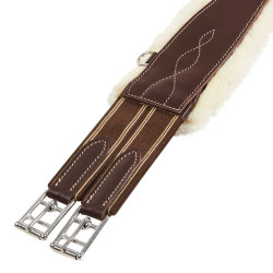 Sangle obstacle en cuir avec mouton synthétique Alizee Equestro Marron foncé