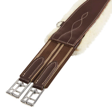 Sangle obstacle en cuir avec mouton synthétique Alizee Equestro Marron foncé