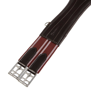 Sangle obstacle en cuir avec bandes élastiques Amelie Equestro Marron foncé Sangle obstacle en cuir avec bandes élastiques Amelie Equestro Marron foncé