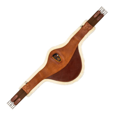 Sangle bavette obstacle en cuir et laine synthétique amovible Acavallo Cognac