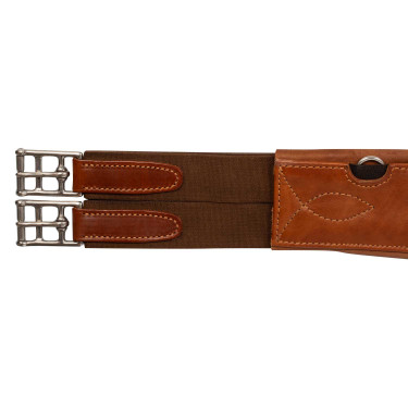 Sangle bavette obstacle en cuir et gel Acavallo Cognac Marron