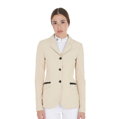 Veste de concours perforée femme 3 boutons Equestro Beige