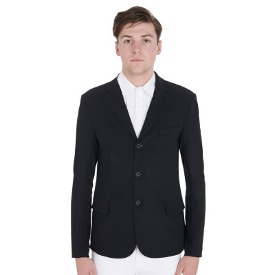 Veste de concours perforée homme en tissu technique Equestro Noir