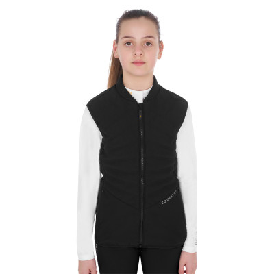 Veste sans manches fille cintrée en tissu technique Equestro Noir