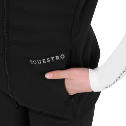 Veste sans manches fille cintrée en tissu technique Equestro Noir Veste sans manches fille cintrée en tissu technique Equestro Noir